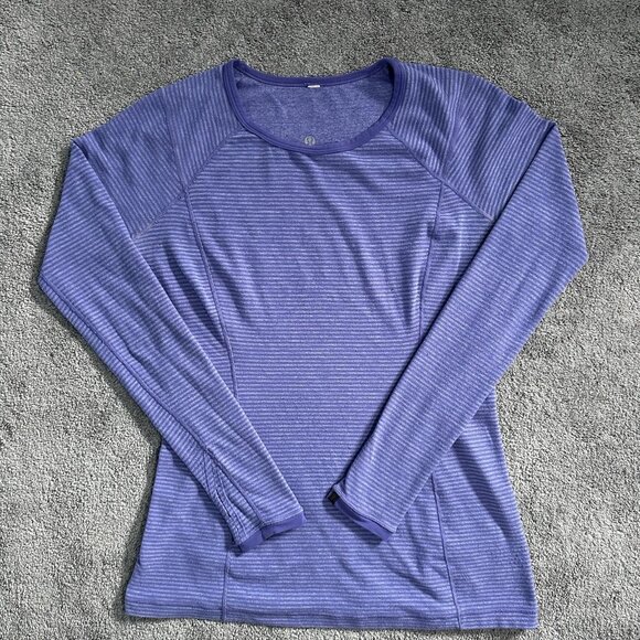 Lululemon Turn Around Shirt Women 10 Purple Thumbhole Reversible Gym Yoga - Picture 1 of 13